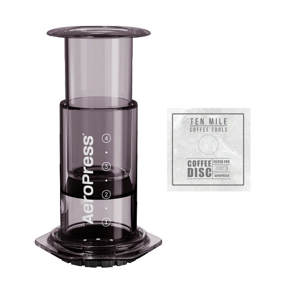 Aeropress Clear Coffee Maker Bundle Ten Mile Disc Black