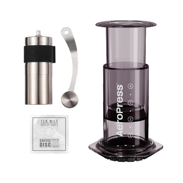 Aeropress Clear Coffee Maker Bundle Ten Mile Mini Black Bundle