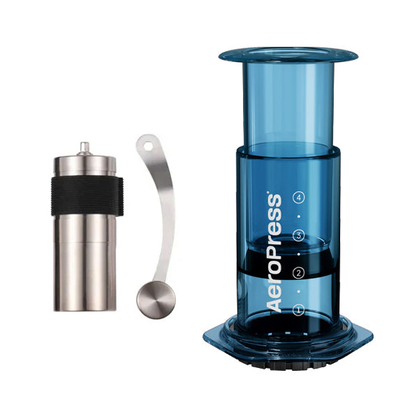 Aeropress Clear Coffee Maker Bundle Ten Mile Mini Blue