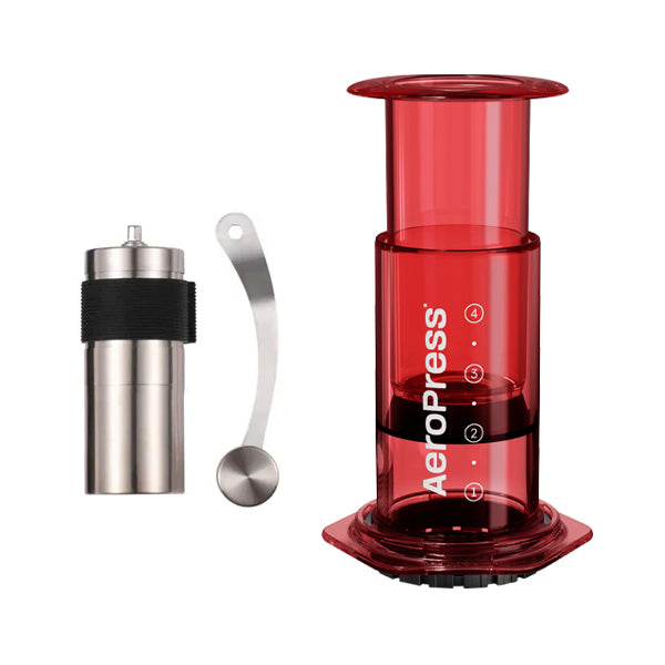 Aeropress Clear Coffee Maker Bundle Ten Mile Mini Red