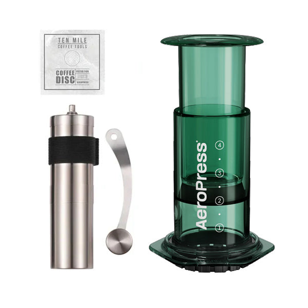 Aeropress Clear Coffee Maker Bundle Ten Mile Tall Green Bundle