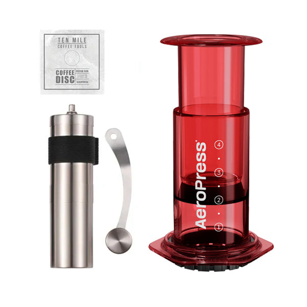 Aeropress Clear Coffee Maker Bundle Ten Mile Tall Red Bundle