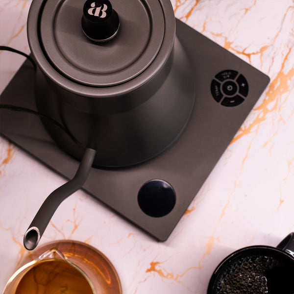 Black kettle picture in kitchen close up