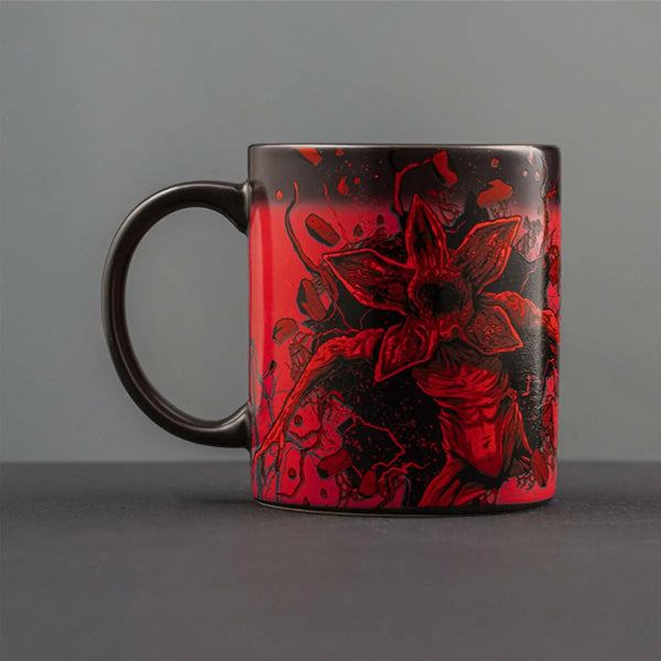 Bialetti Stranger Things Heat Sensitive Mug revealing red Demogorgon design when filled with hot liquid
