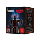 Bialetti Stranger Things Moka 3 Cup coffee maker featuring collectible Hawkins themed artwork