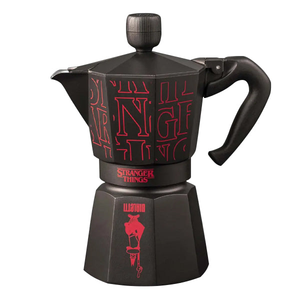 Bialetti Stranger Things Moka Express 6 Cup stovetop coffee maker with limited edition Hawkins design