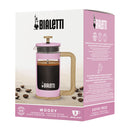 Bialetti Pink Woody Coffee Press 350ml with durable heatproof glass and wood look handle