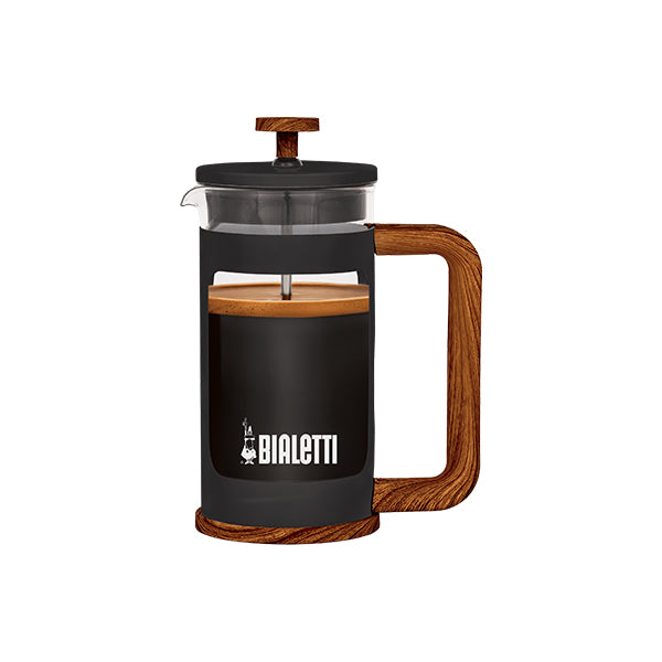 Bialetti Woody Coffee Press Dark 350ml with sleek wood look handle and sturdy heatproof glass