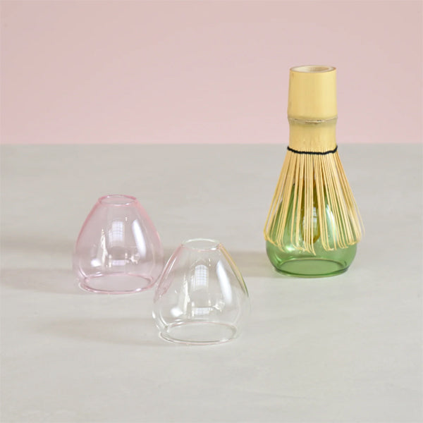 Chasen Stand & Bowl 100 ml in Clear Finish, elegant matcha whisk holder with matching drying bowl