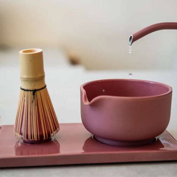 Fellow matcha tea set desert rose ceramic bowl and whisk
