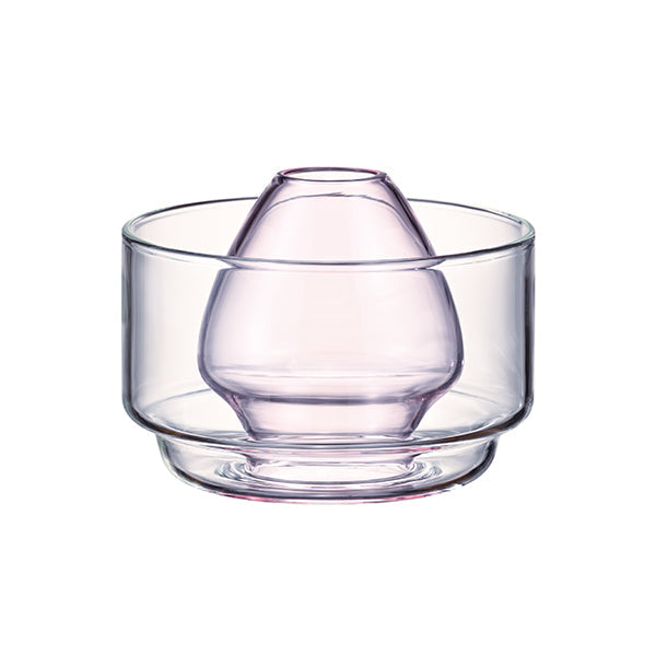 Hario Chasen Stand & Bowl 100 ml in Pale Pink Glass, matcha whisk holder and drying bowl combo