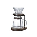 Hario Drip Stand Set in Walnut Wood Finish with Heatproof Glass Server, 600ml