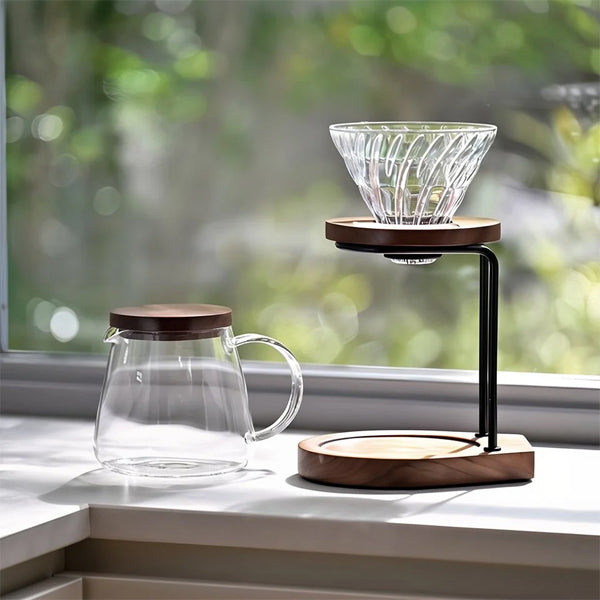 Hario V60 Glass Coffee Server with Walnut Lid, 600ml
