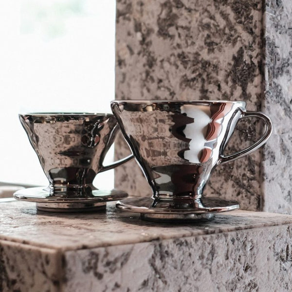 Hario P.V.D. V60 Dripper in Silver Finish, PVD-coated