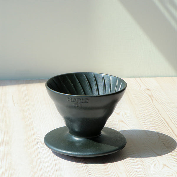 Hario Purion Clay V60 Dripper Size 01 in Volcano Black