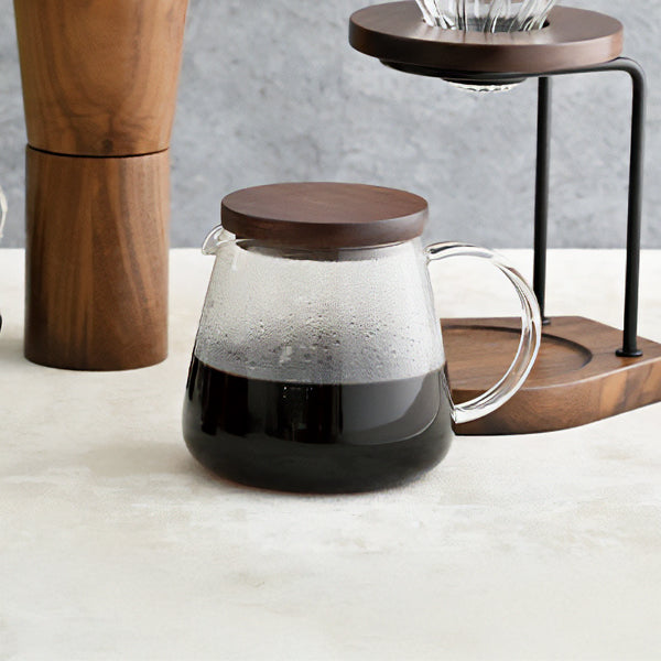 Hario Coffee Server with Walnut Lid and Heatproof Glass, 600ml