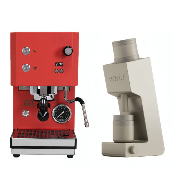 Profitec GO 2.0 Coral Red Varia VS4 Sandstone Espresso Machine Bundle