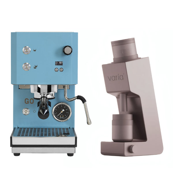 Profitec GO 2.0 Sky Blue Varia VS4 Ruby Rose Espresso Machine Bundle