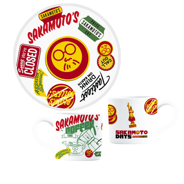 Sakamoto Days White Cups and Saucers Set of 4 – Limited Edition Ceramic Collection