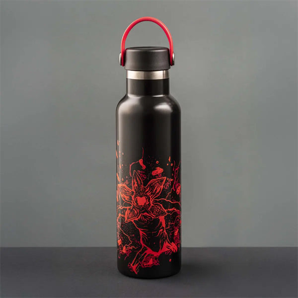 Bialetti x Stranger Things Thermic Glow Bottle 600ml insulated drink bottle with red Demogorgon design