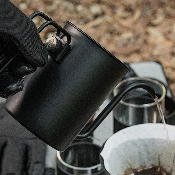 Zebrang Black Nomad Drip Kettle with Detachable Handle and Narrow Spout for Outdoor Brewing