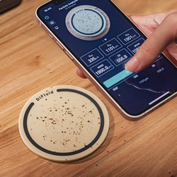 DiFluid Coaster for Measuring Coffee Grind Consistency