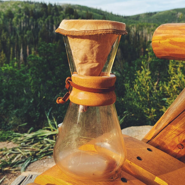 outdoors coffee brewing with the Coffee Socks for Chemex