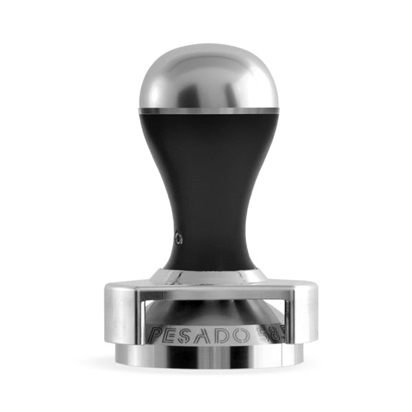 PESADO 58.5 Metal Tamper Black Silver 58.5mm w/ Depth Adjuster